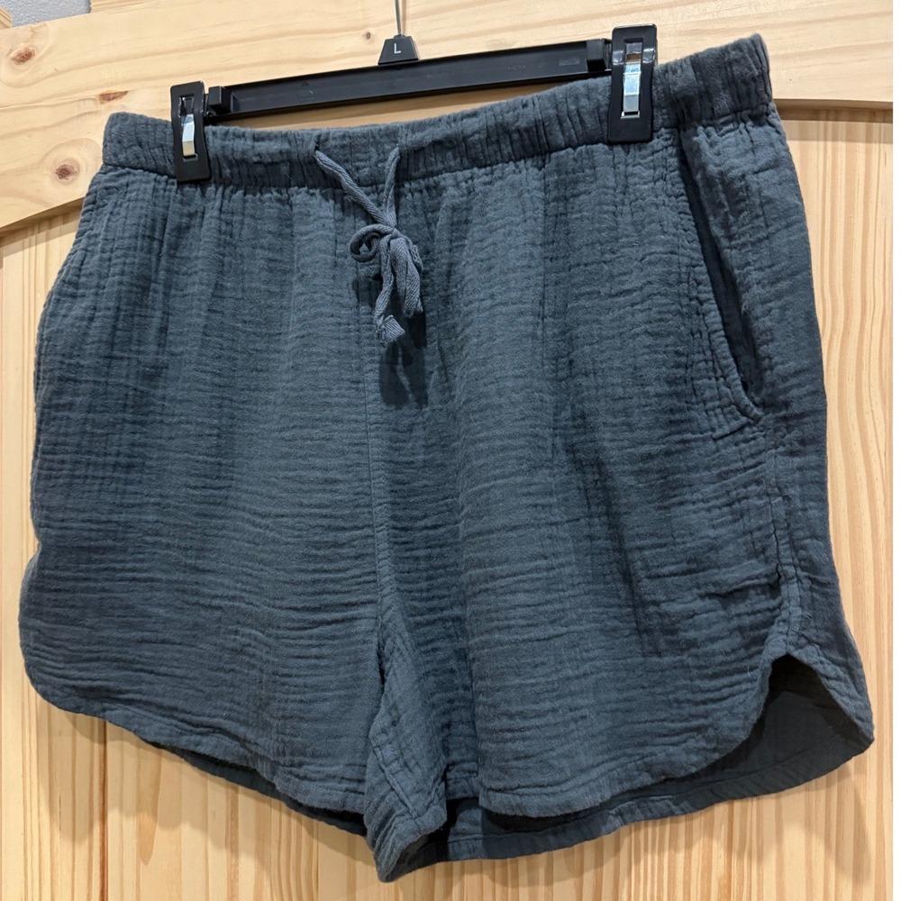 Stars Above Womens Charcoal Gray Cotton Gauze Drawstring Lounge Shorts Size L